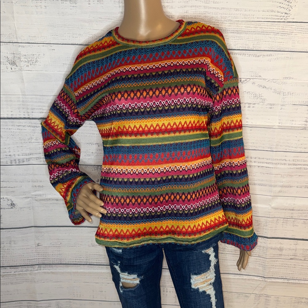 NWOT Multicolor Striped Textured Sweater - Women - Picture 6 of 8
